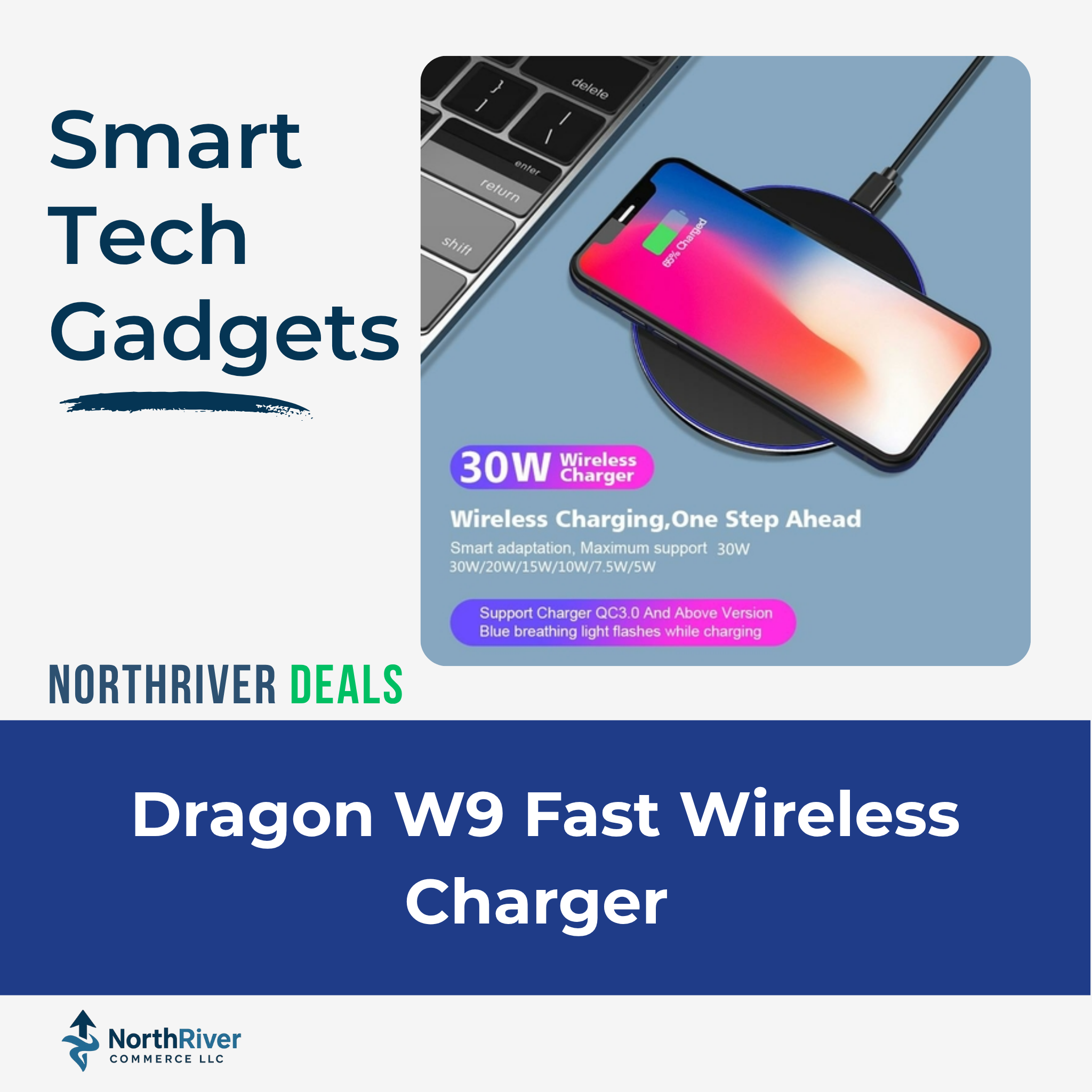 Dragon W9 Fast Wireless Charger – 30W Ultra Speed Charging Pad